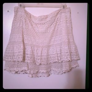 Lacey cream mini skirt